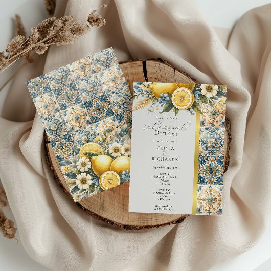 Invitation Fleur carrelée méditerranéenne Italien Positano Le