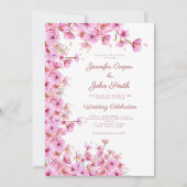 Invitation Fleur cerise personnalisée Sakura Mariage rose (Devant)