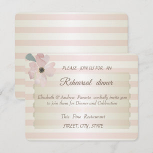 Invitation Fleur Chic Stripes, Dîner De Répétition Mariage