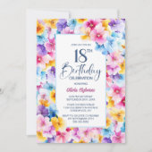 Invitation Fleur colorée 18e fête d'anniversaire (Devant)