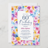 Invitation Fleur colorée 60e fête d'anniversaire (Devant)