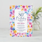Invitation Fleur colorée 80e fête d'anniversaire (Debout devant)