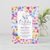 Invitation Fleur colorée 85e fête d'anniversaire (Debout devant)
