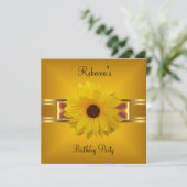 Invitation Fleur Colorée Jaune Arc Doré (Debout devant)