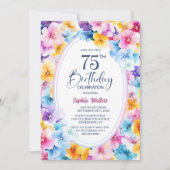 Invitation Fleur colorée Oval 75e fête d'anniversaire (Devant)