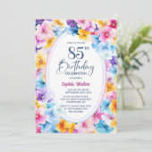 Invitation Fleur colorée Oval 85e fête d'anniversaire (Debout devant)