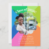 Invitation Fleur colorée Rainbow Photo Graduation Party (Devant)