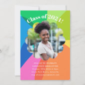Invitation Fleur colorée Rainbow Photo Graduation Party (Devant)