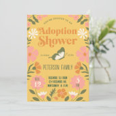 Invitation Fleur colorée Retro Jardin d'adoption douche (Debout devant)