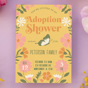 Invitation Fleur colorée Retro Jardin d'adoption douche