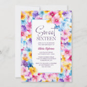 Invitation Fleur colorée sucré 16e fête d'anniversaire (Devant)