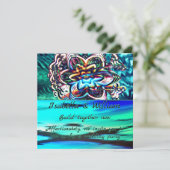 Invitation Fleur colorée virtuelle avec rayon violet (Debout devant)