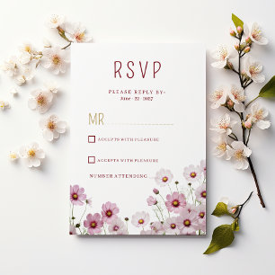 Invitation Fleur cosmos de fleurs rose pâle RSVP