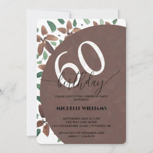 Invitation Fleur Country Brun Vert Aquarelle Anniversaire