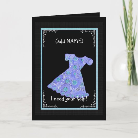 Invitation Fleur CUSTOM NAME Fille d'honneur Robe BLEU PERVEN (Devant)