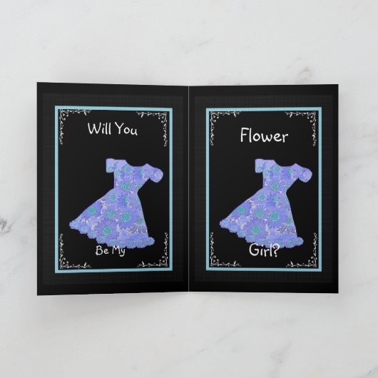 Invitation Fleur CUSTOM NAME Fille d'honneur Robe BLEU PERVEN (Intérieur)