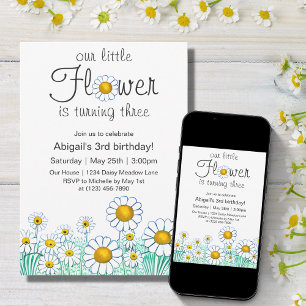 Invitation Fleur Cute Daisy Fun Floral Anniversaire