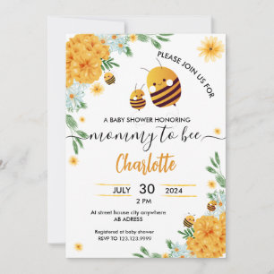Invitation Fleur d'Abeille de maman à Baby shower