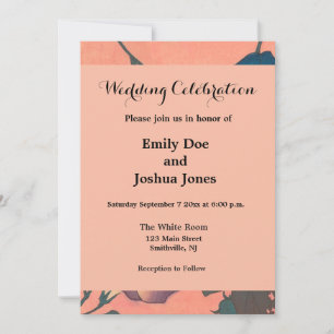Invitation Fleur d'abeille rose Art classique Hokusai