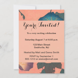 Invitation Fleur d'abeille rose Art classique Hokusai