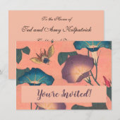 Invitation Fleur d'abeille rose classique Hokusai Art (Devant / Derrière)