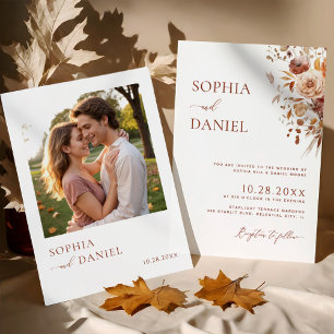 Invitation Fleur d'amour Automne Romance Photo Mariage