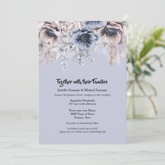 Invitation Fleur d'anémone bleu de la forêt (Debout devant)