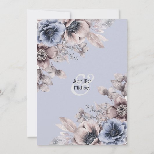 Invitation Fleur d'anémone bleu de la forêt (Dos)