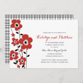 Invitation Fleur d'anémone rouge moderne| Dîner de répétition (Devant / Derrière)