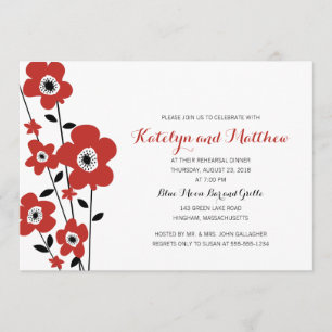 Invitation Fleur d'anémone rouge moderne  Dîner de répétition