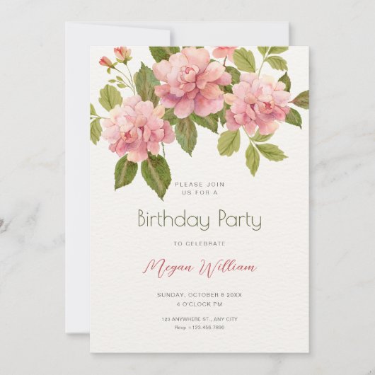 Invitation Fleur d'anniversaire (Devant)
