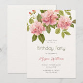 Invitation Fleur d'anniversaire (Devant / Derrière)