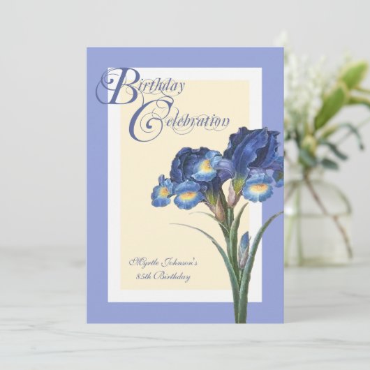 Invitation Fleur d'anniversaire de Blue Iris (Debout devant)