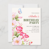 Invitation Fleur d'anniversaire en fleurs  (Devant)