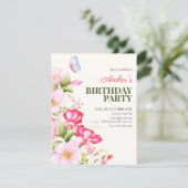Invitation Fleur d'anniversaire en fleurs  (Debout devant)
