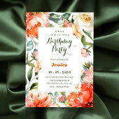 Invitation Fleur d'anniversaire vert orange