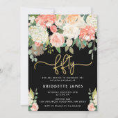 Invitation Fleur d'aquarelle 50e anniversaire (Devant)