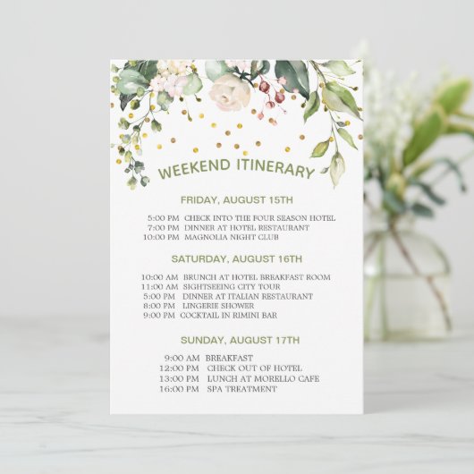 Invitation Fleur d'aquarelle, confetti Bachelorette Week-end (Debout devant)