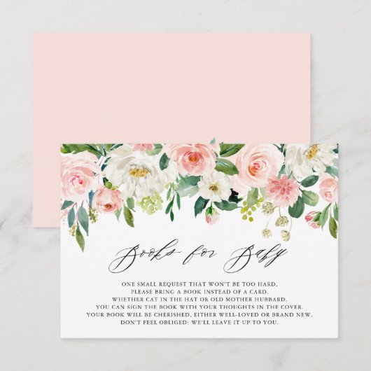 Invitation Fleur d'aquarelle feminine Peach Florals Livres po (Devant / Derrière)