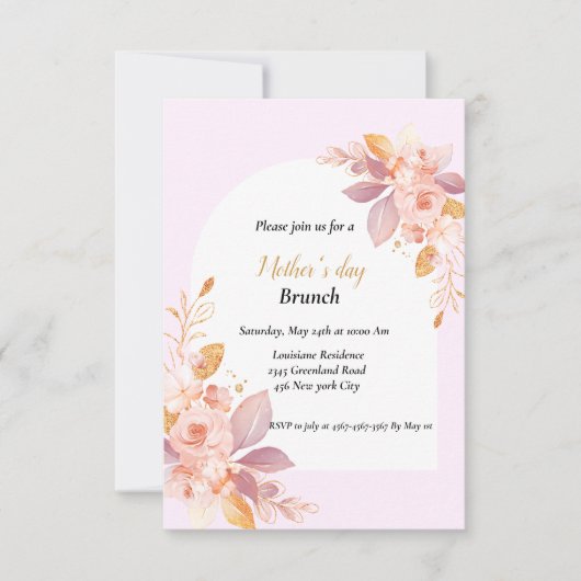 Invitation Fleur d'aquarelle Fête des mères (Devant)