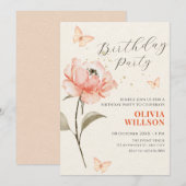 Invitation Fleur d'aquarelle fleur fleur d'anniversaire esthé (Devant / Derrière)