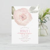 Invitation Fleur d'aquarelle rose 1er anniversaire (Debout devant)