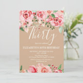 Invitation Fleur d'aquarelle rose vif (Debout devant)