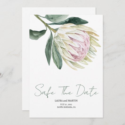 Invitation Fleur d'aquarelle rustique sûr La date (Devant / Derrière)