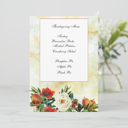 Invitation Fleur d'aquarelle Thanksgiving (Debout devant)