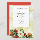 Invitation Fleur d'aquarelle Thanksgiving (Devant / Derrière)