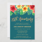 Invitation Fleur d'aquarelle tropicale 35e anniversaire (Devant)