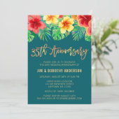 Invitation Fleur d'aquarelle tropicale 35e anniversaire (Debout devant)