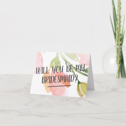 Invitation Fleur d'aquarelle vous serez ma demoiselle (Devant)
