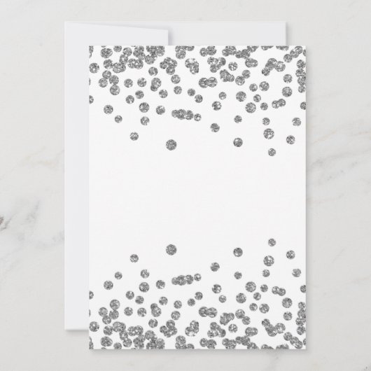 Invitation Fleur d'argent & Confetti 70e fête d'anniversaire (Dos)